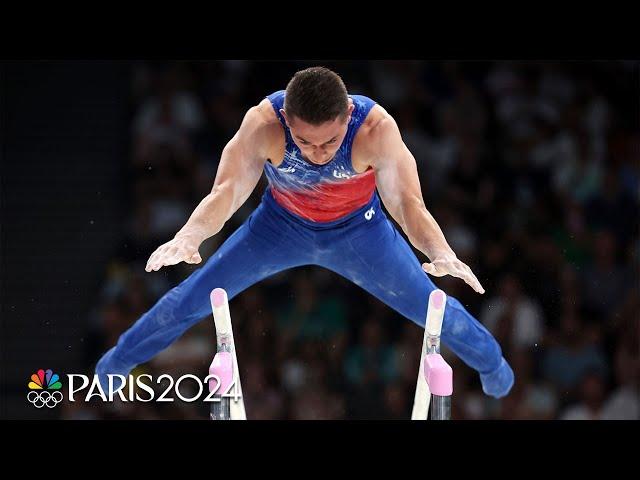 Paul Juda puts in rock solid showing on parallel bars in men's all-around final | Paris Olympics