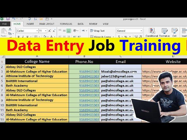 Learn MS Excel For Data Entry Job Training & Office Work