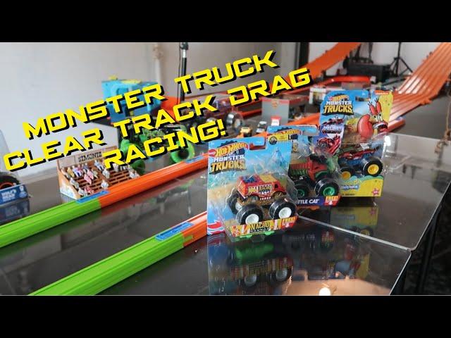 MONSTER TRUCK CLEAR TRACK DRAG RACING - DAY 1! HOT WHEELS MONSTER TRUCK DRAG RACING!