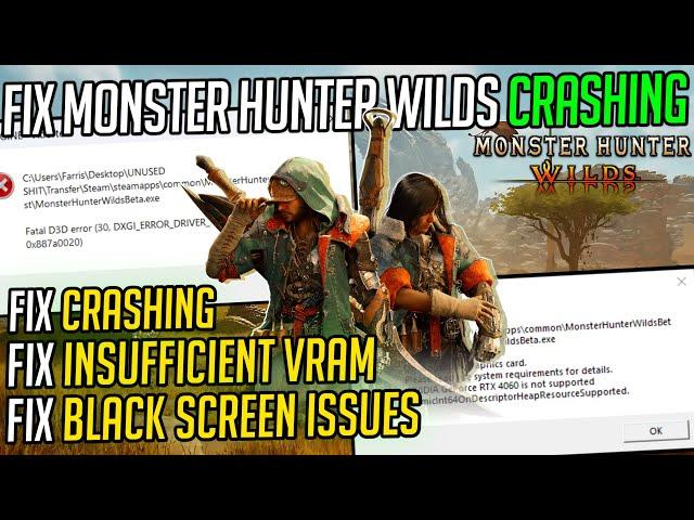 How to FIX Monster Hunter Wilds CRASHING on PC! Insufficient VRAM, Black Screen & Stability Fixes!