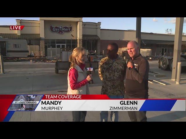 St. Louisan describes moment tornado damages gas station