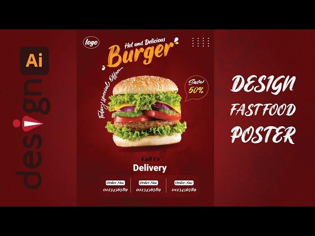 Design Fast Food Poster Burger | Adobe Illustrator Tutorial
