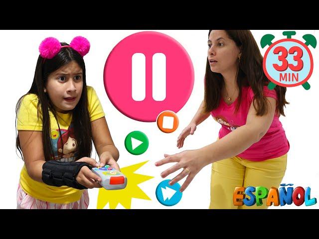 ¡Maria Clara y JP en una divertida historia sobre el control remoto mágico!  Pause challenge