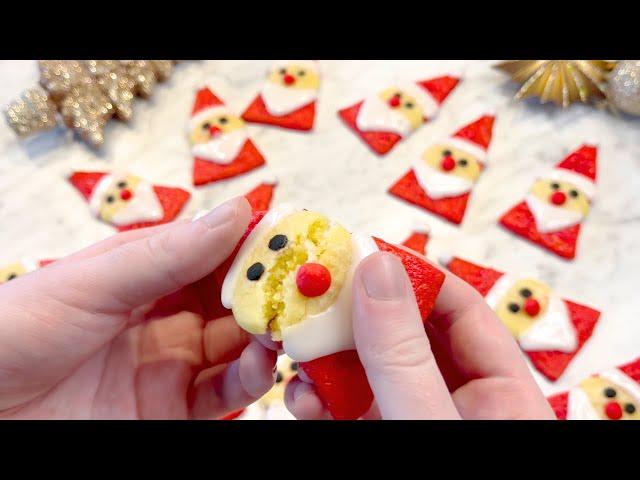 CUTE SANTA Sugar Cookies | No Cookie Cutter Needed!