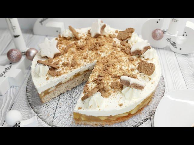 Weihnachtstorte Wintertorte Blitztorte Bratapfel mit Spekulatius