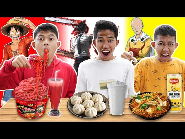 HANYA MAKAN SATU WARNA SESUAI ANIME, SAPUTRA JADI SAITAMA,ONE PIECE DAN CHAINSAWMAN?| Mikael TubeHD