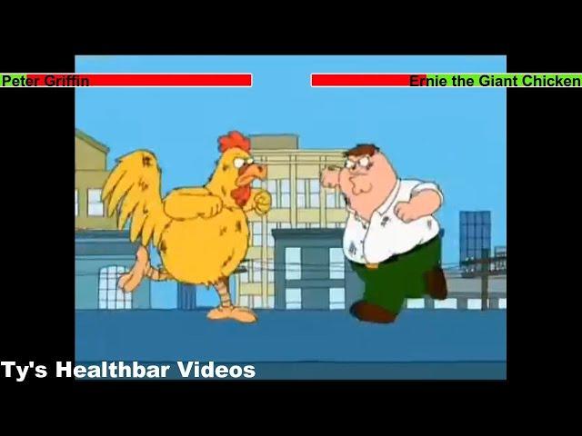 Peter Griffin vs. Ernie the Giant Chicken (Second Fight) with healthbars
