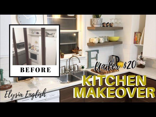 Extreme Kitchen Makeover on a BUDGET | UNDER $20 | Up-cycled Thrifted | Before & After Kitchen Decor