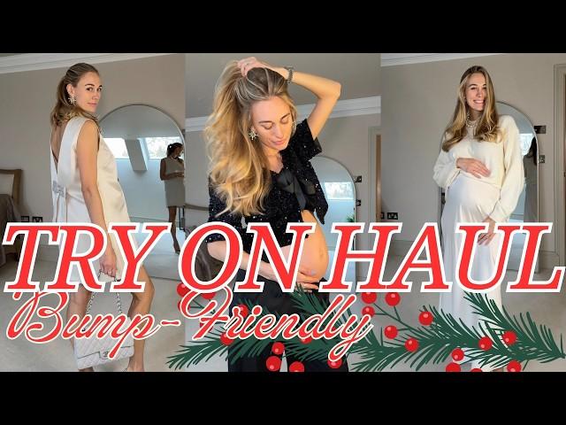 H&M Haul & Try-On Pregnant: Bump-Friendly Holiday Party Outfits | 3rd Trimester | Maternity Fashion