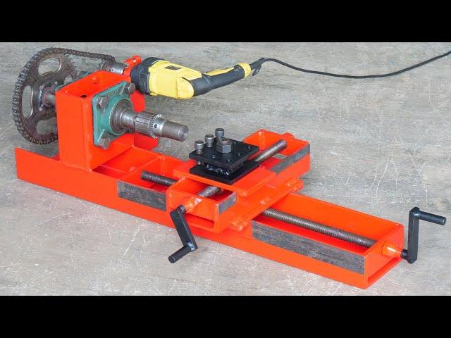 How To Make Homemade Lathe Machine Using Drill Machine | Diy Metal Lathe Machine | DIY