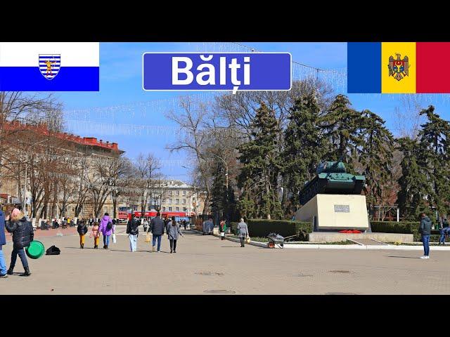 Moldova, Bălți walking in city centre pedestrian avenue 2024 [4K]