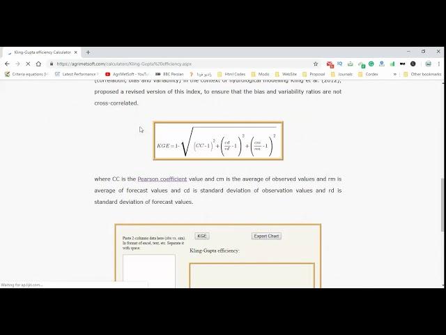 Online Calculator of Kling-Gupta efficiency by Excel Data