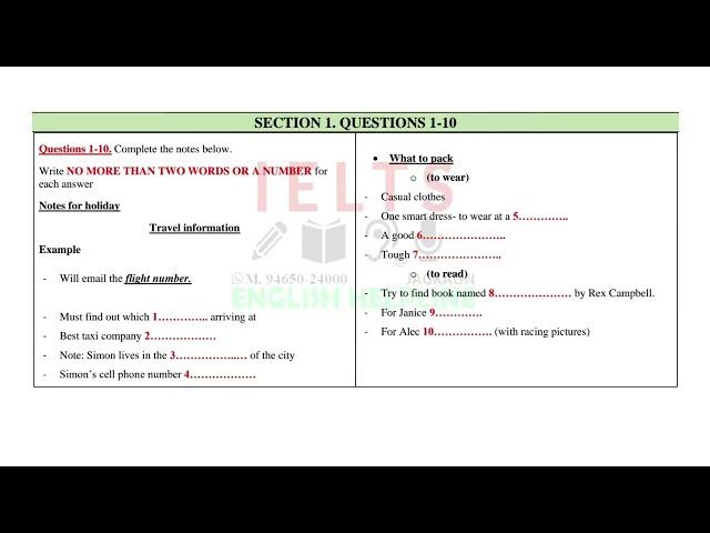 DIP3L7 IELTS LISTENING NOTES FOR HOLIDAY TRAVEL INFORMATION EXAMPLE WILL EMA #ehjagraon