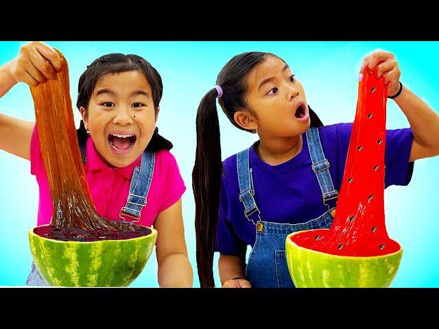 Jannie and Emma Pretend Play How to Make Slime for Kids