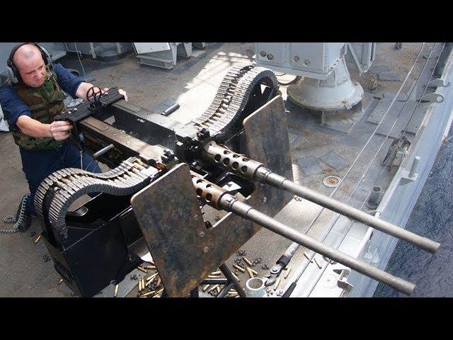 U.S. Sailors Fire the M2 Browning and Twin M2HB • Military Exercises at Sea