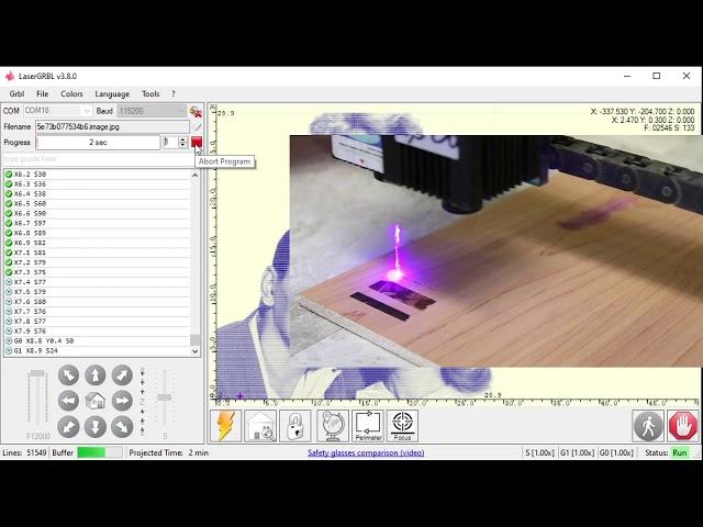 LaserGRBL Tutorial 4   Setting up your greyscale engraving part 1