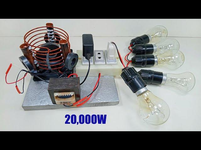 Get Free energy generator 240V powerful electricity With Big Copper Pipe And Transformer