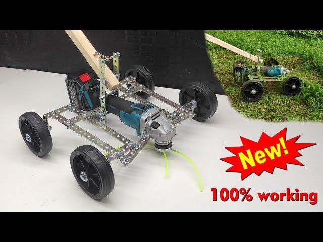 Grass Cutter machine DIY / latest lawn mower using angle grinder/Grass Cutter battery angle grinder