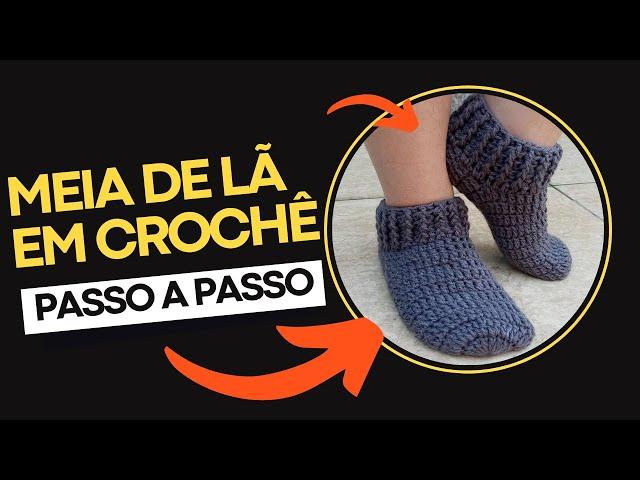 FAÇA MEIA DE CROCHÊ EM 20 MINUTOS COM LÃ MOLLET ( TUTORIAL RÁPIDO E FÁCIL PARA O INVERNO)