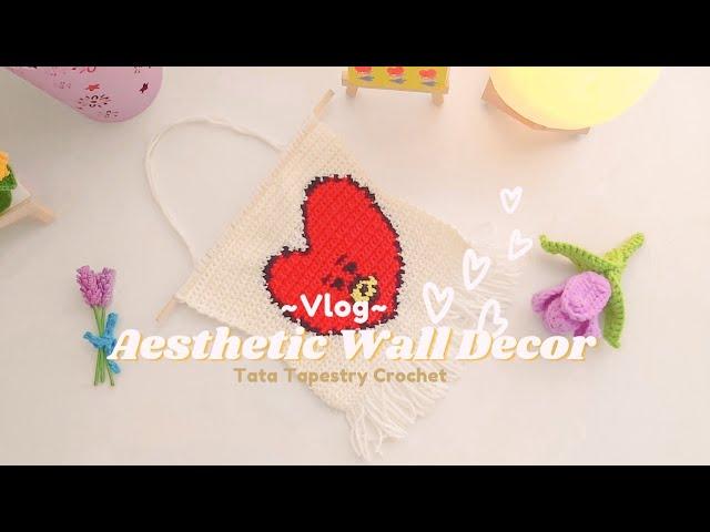 how to do tapestry crochet | ft. Tata from BT21 in retro vibe  | Aesthetic Wall Decor 