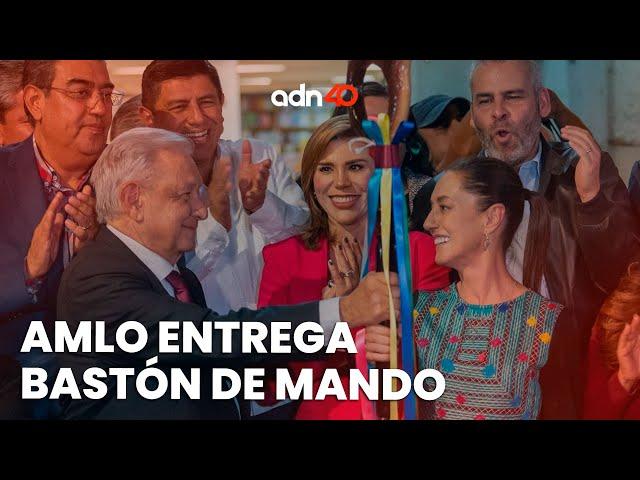 AMLO entrega bastón de mando a Claudia Sheinbaum, Coordinadora de los Comités de Defensa de la 4T