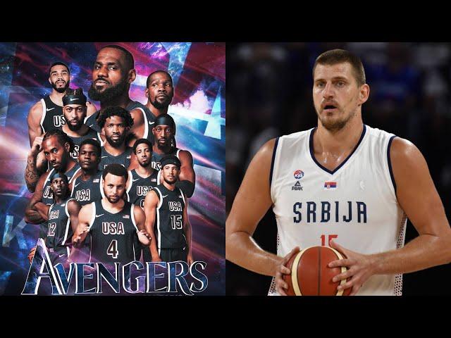 MVP Nikola Jokic and Serbia dominating the USA Avengers Team!  #serbiabasketball #olympics