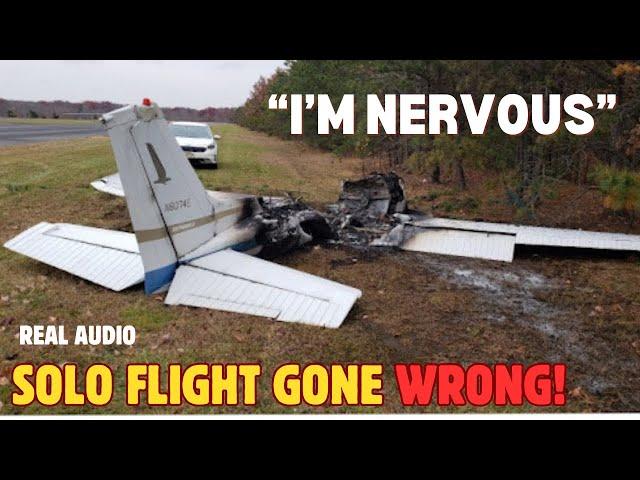 solo Student pilot stalls during go around, plane catches fire after impact! #atc