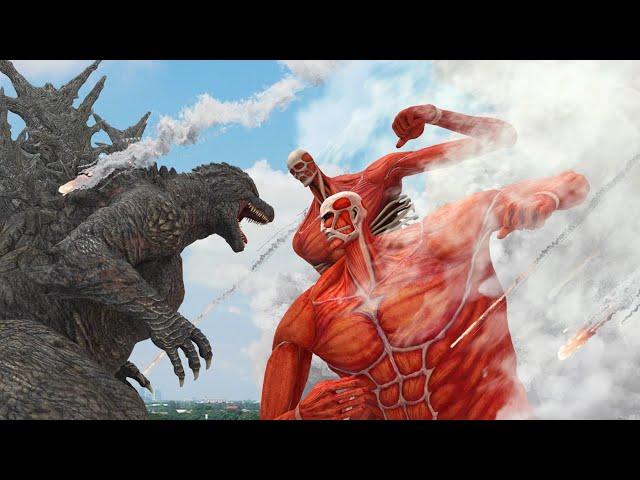 Attack on titan vs Godzilla minus one in modern world life action