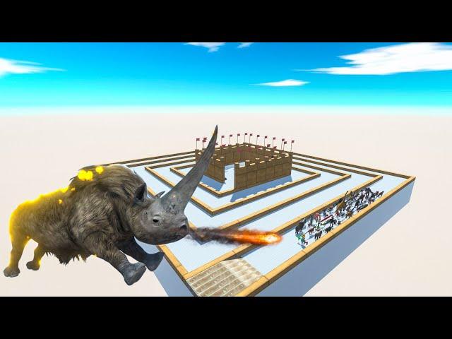 Escape From Fire Woolly Rhino - Last Survivor - Swirl Course | Animal Revolt Battle Simulator