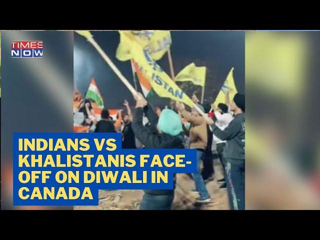 Brawl Breaks Out Between Indian-Origin Canadians and  Khalistani Separatists On Diwali #shorts