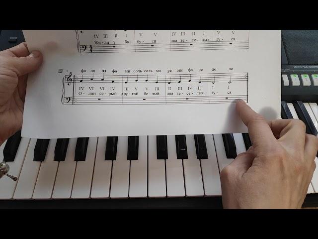#1 первые уроки фортепиано и аккордеона для начинающих. Гуси, мелодия.