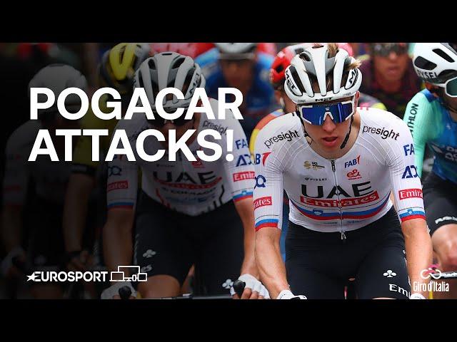 Watch the moment Tadej Pogačar attacks during Stage 2 of Giro D'Italia  | Eurosport Cycling