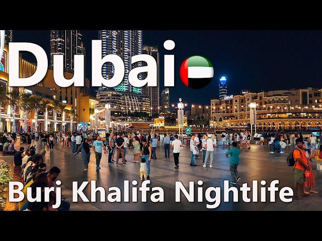 Nightlife Burj Khalifa City Center Dubai Walk 4K