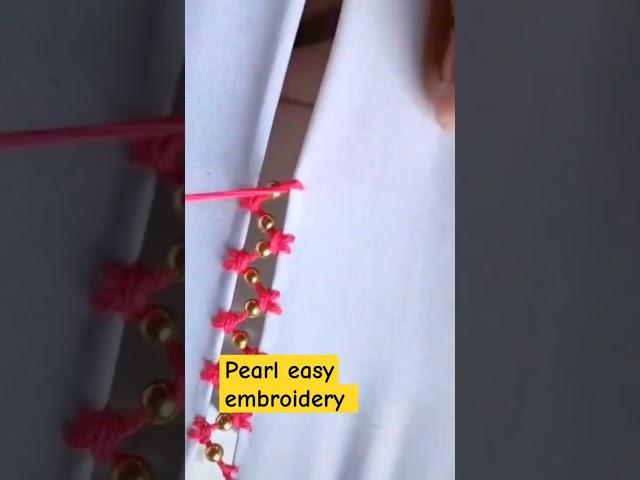 Pearl embroidery technique tutorial for beginners #easyembroiderytricks #pearlembroidery