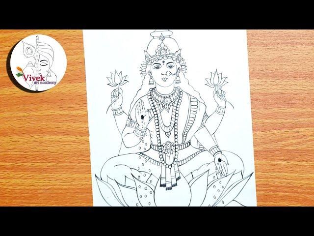 Maa Laxmi Drawing | Maa Laxmi Full Body Sketch for Beginners | Diwali Special Drawing