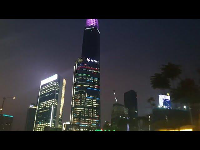 Night Driving View Kuala Lumpur Skyscraper KL Tower,Merdeka 118 Tower(World Second Tallest Building)