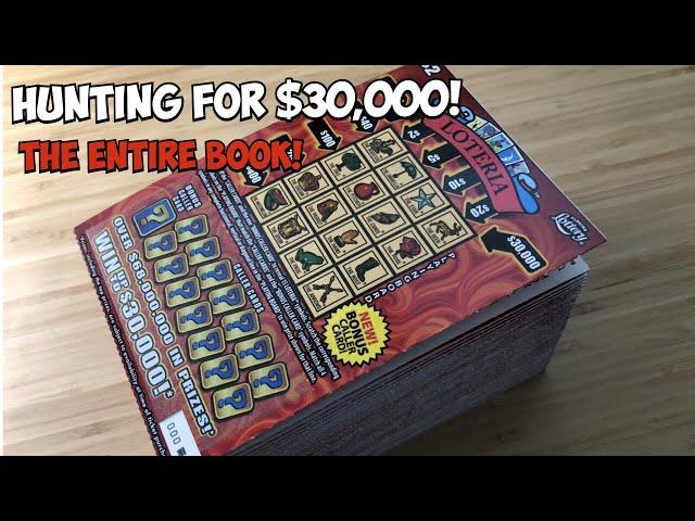 Hunting for $30,000!! | Entire book of Loteria scratch tickets | $300 retail value
