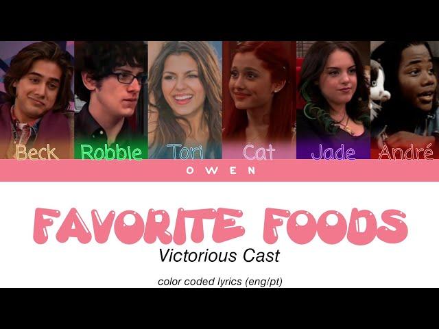 Victorious Cast (Diddly Bops) 'FAVORITE FOODS' COLOR CODED LYRICS (eng/pt)