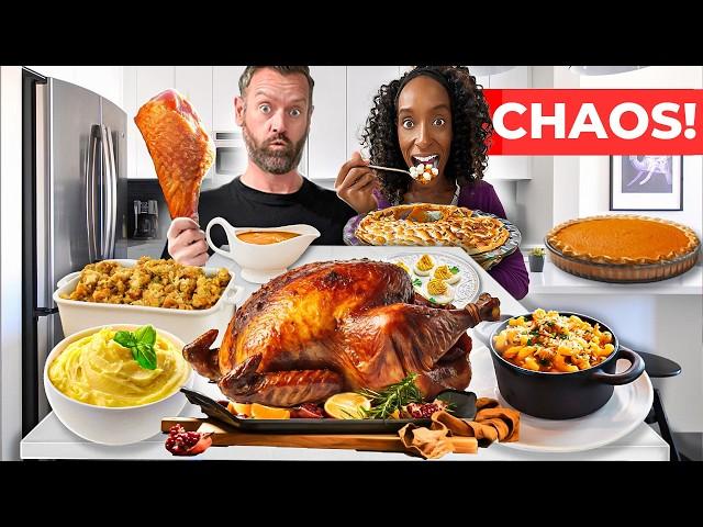 Two Brits ATTEMPT Real Thanksgiving Dinner and THIS Happened!