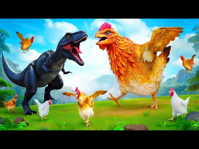 Epic Battle: Black T-Rex vs Giant Chicken - Don't Miss the End!