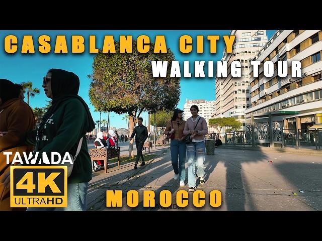 Casablanca city 2024 Walking Tour  4K UHD Morocco 