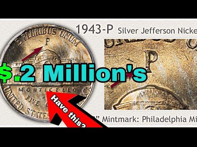 ULTRA RARE 1943-P Jefferson Nickels Worth A LOT of Money! Coins Worth up $2 millions!