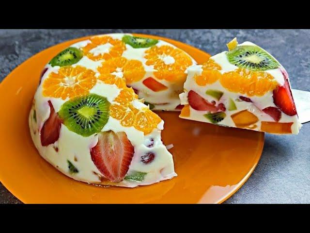 Dessert of fruits on the NEW YEAR's TABLE in 10 minutes. No oven, no gelatin.