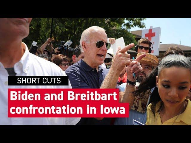 Heated exchange between Biden and Breitbart News in Iowa