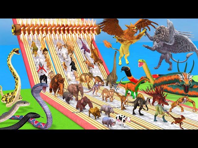 Dinosaurs vs Animals vs Reptiles Be Fast and Run Away from Lava Spike Roller - Animal Revolt Battle