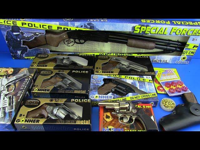GUNS TOYS FOR KIDS !!! Cap Gun-Revolver,Shotgun Automatic Guns -Box of Toys !