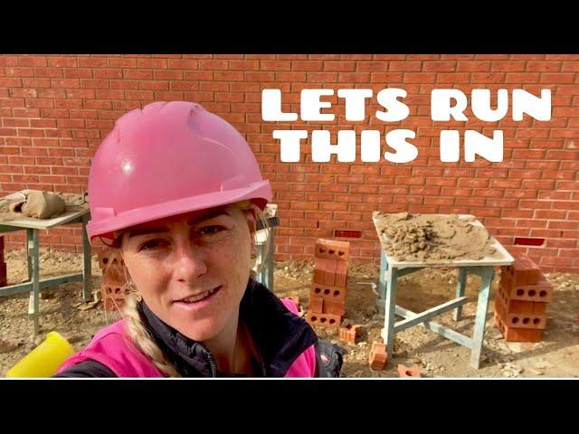 Female bricklayer - running in all day