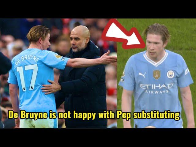 | Kevin De Bruyne is not happy with Pep substituting him in the 68th minute!!