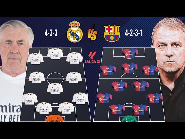  REAL MADRID VS BARCELONA HEAD TO HEAD PREDICTED LINE-UP  ANCELOTTI VS HANSI FLICK