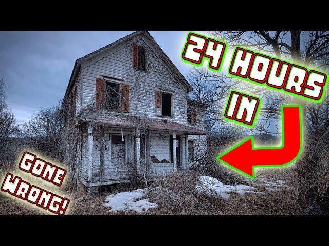 (ATTACKED) 24 HOUR OVERNIGHT CHALLENGE IN ABANDONED HAUNTED HOUSE! // SNEAKING INTO HAUNTED HOUSE!